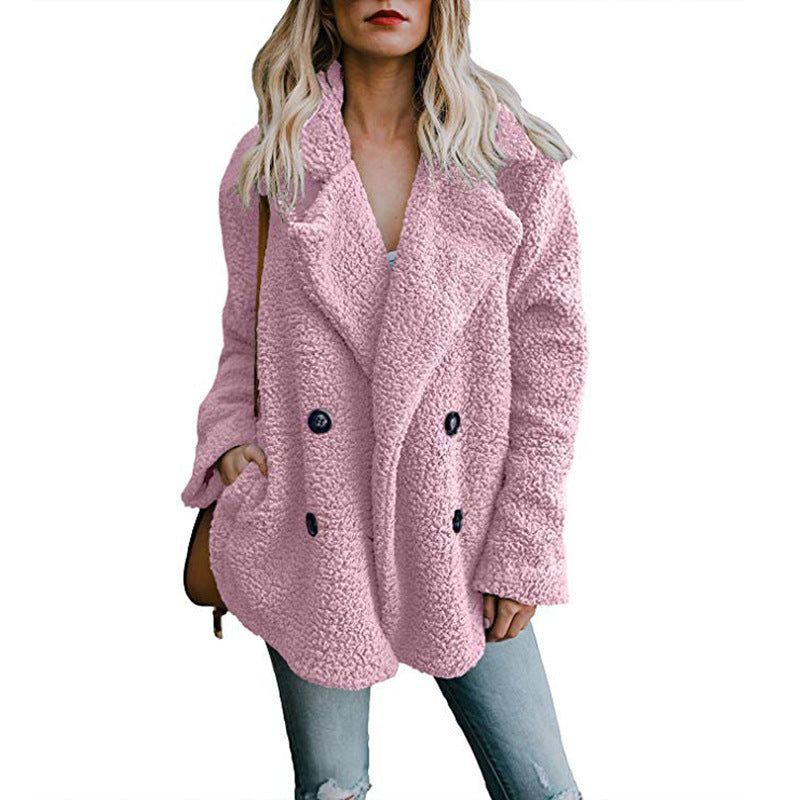 Damen kuschelige Bouclé-Jacke Drune