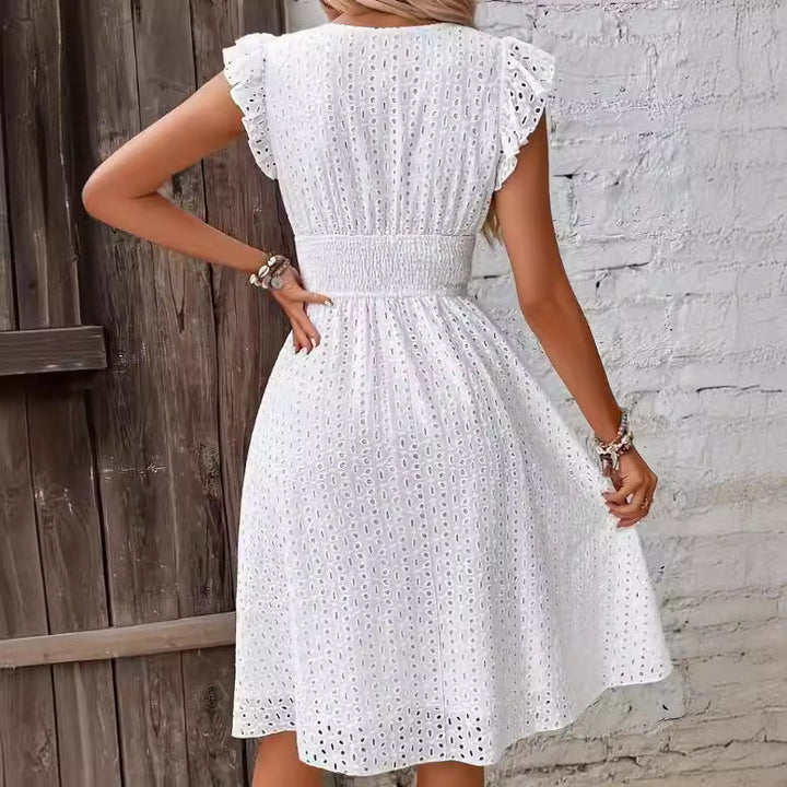 Damen A-Linien Kleid mit Spitzenmuster Drune