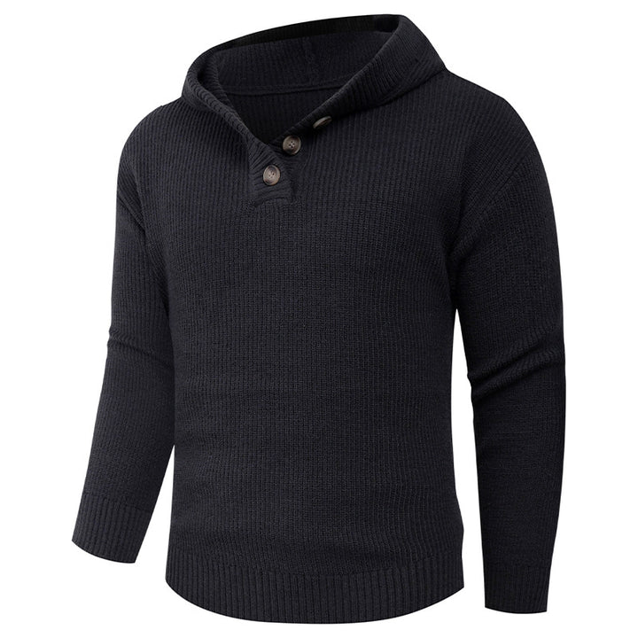 Herren Strickpullover mit hochabschließendem Kragen und Knopfdetails Drune
