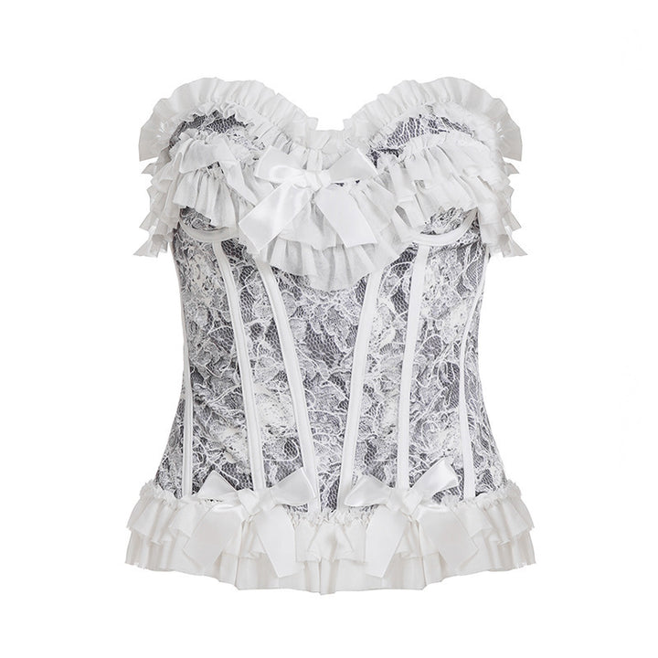 Damen Spitzen-Bodysuit mit romantischen Rüschendetails Drune
