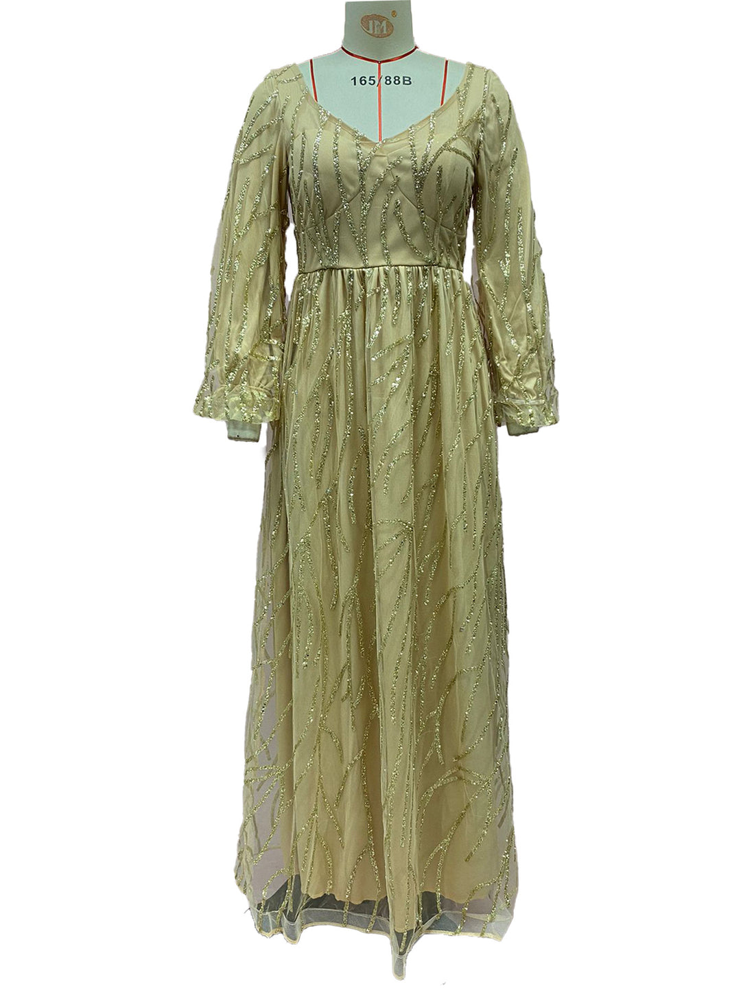 Drune | Prominente Formelle Patchwork Perlen V-Ausschnitt Abendkleid Kleider