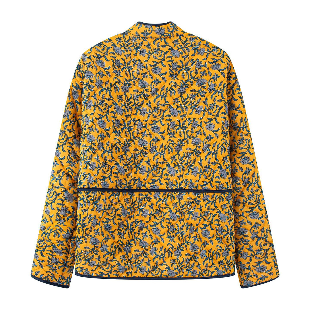 Damen außergewöhnliche Steppjacke mit floralen Mustern und praktischen Taschen Drune