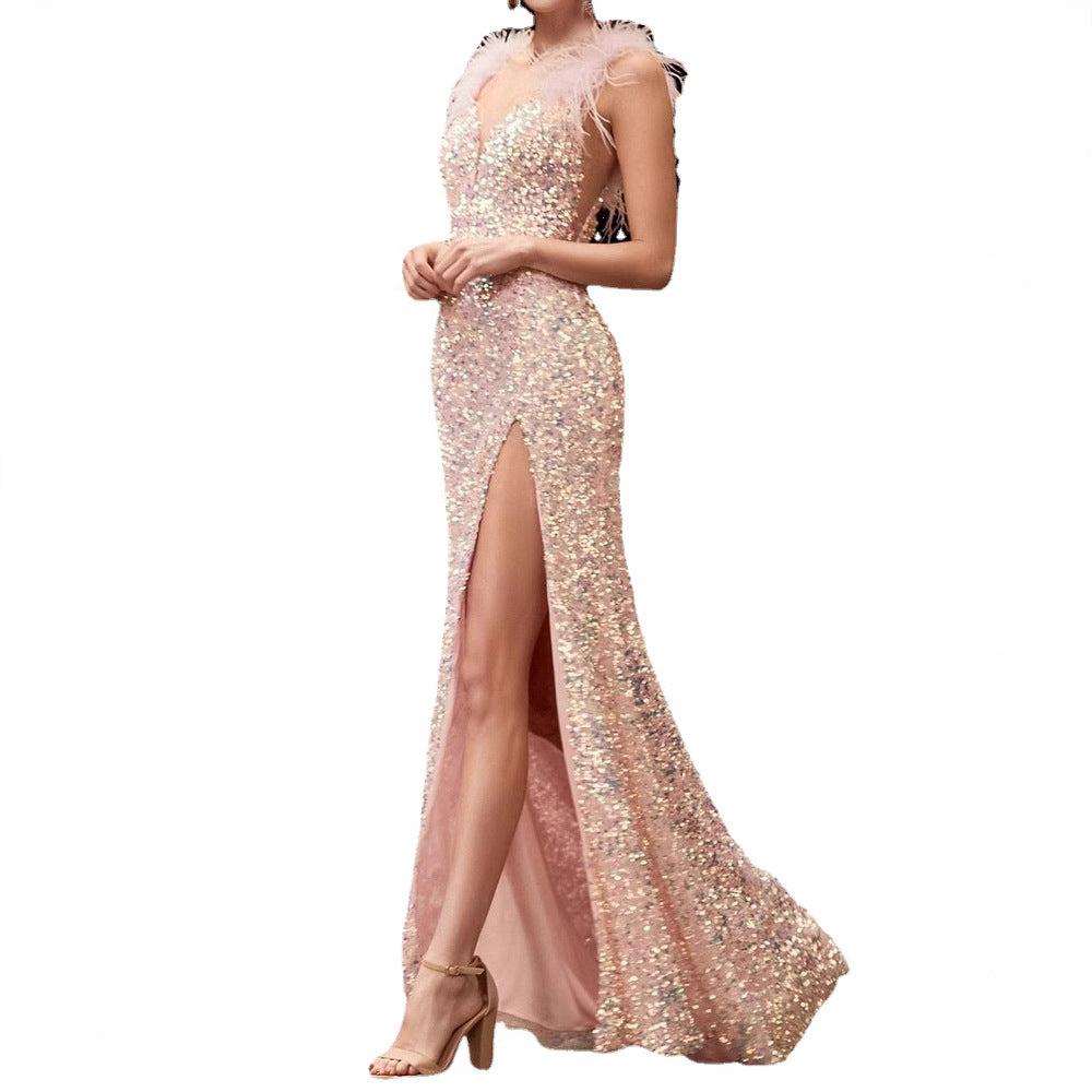 Damen Festliches Cocktailkleid mit Pailletten Drune