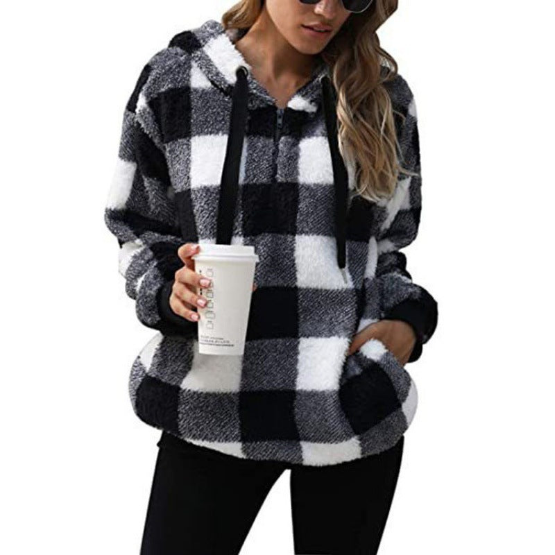 Drune | Frauen Kontrollierte Hohe Kragen Hoodie Gemütlicher Stil