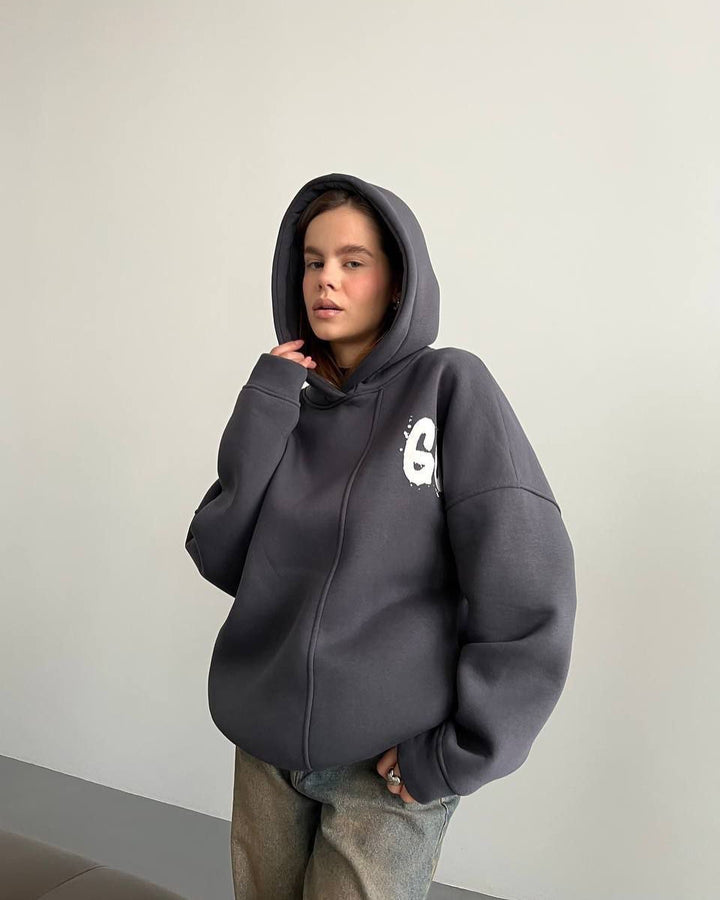 Damen oversized Kapuzenpullover mit bequemen Schnitt und lässigen Ärmeln Drune