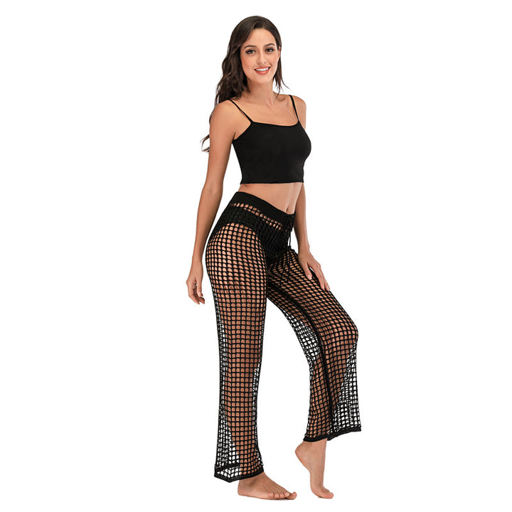 Damen Häkel Strandhose mit hoher Taille und weitem Schnitt Drune