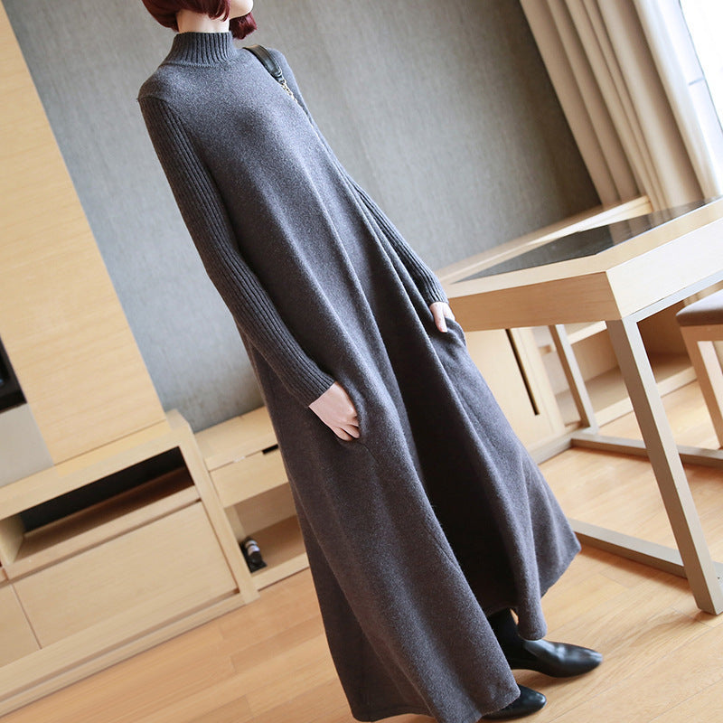 Damen Strickkleid mit elegantem Rollkragen und angesagtem A-Linien-Schnitt Drune