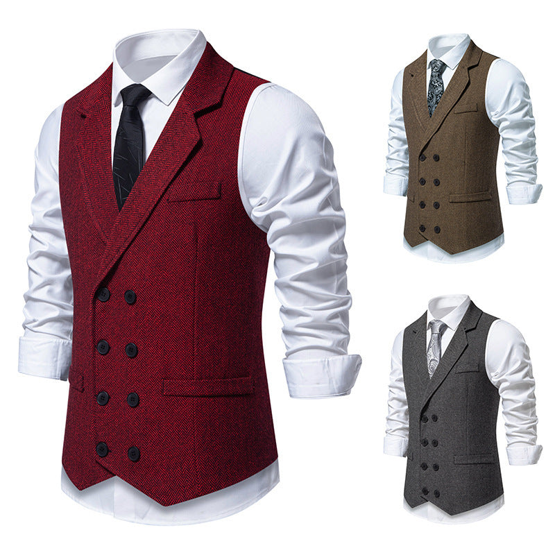 Herren elegante Weste im klassischen Fischgrätmuster Drune 1758204622