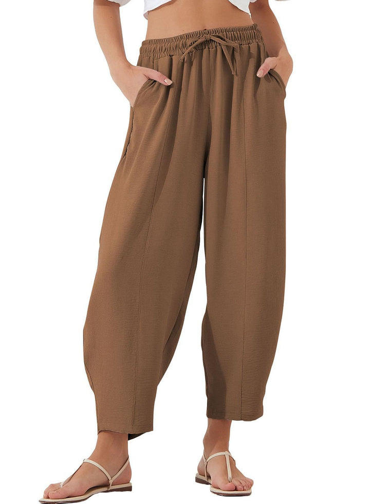Damen lässige Freizeithose mit elastischem Bund und praktischen Seitentaschen Drune