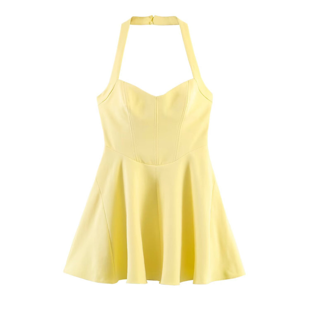 Damen A-Linien Kleid mit Halterneck und figurbetonter Silhouette Drune