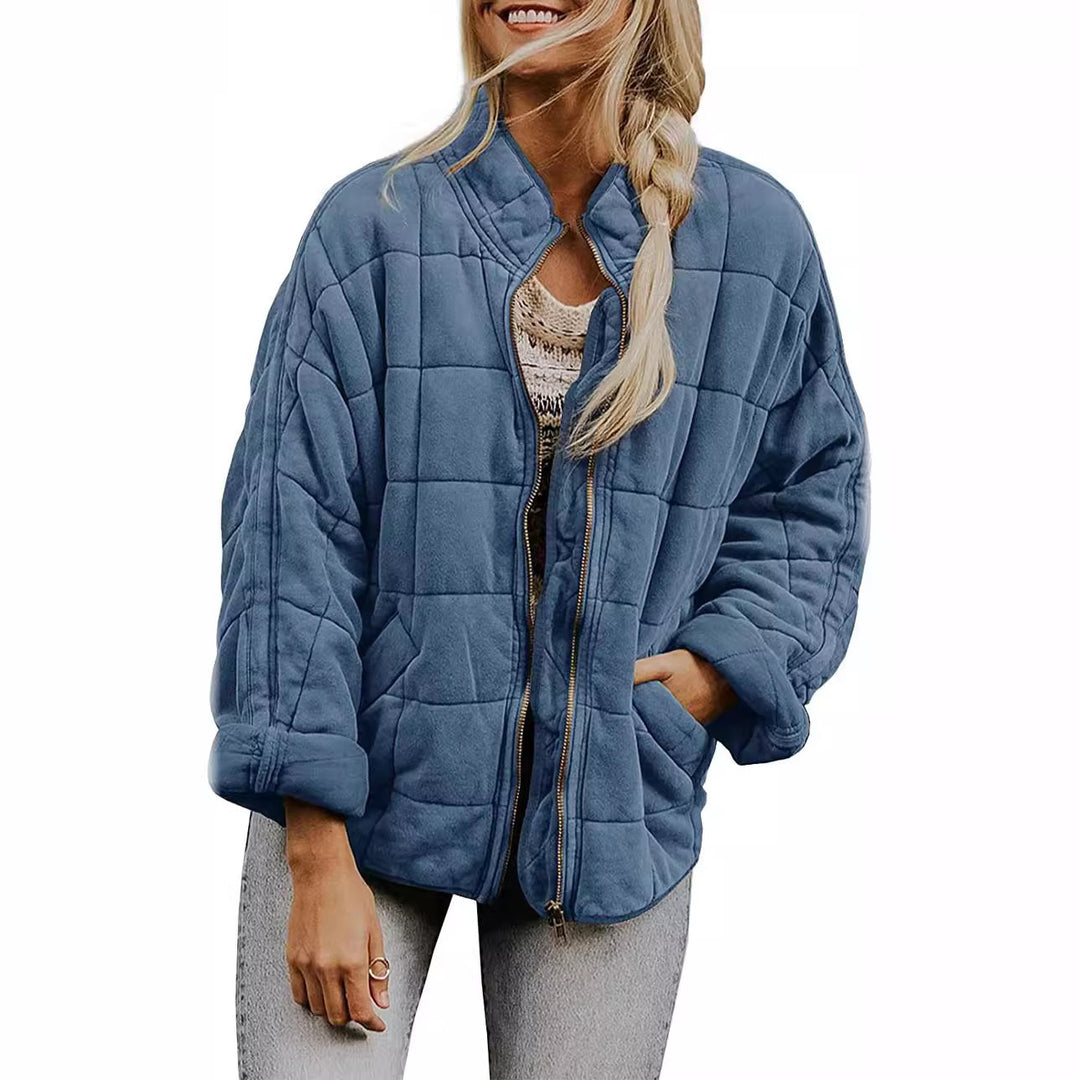 Damen gesteppte Kapuzenjacke mit Reißverschluss und Taschen Drune