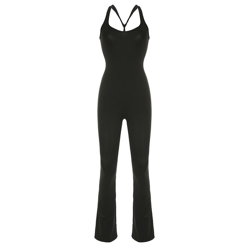 Damen Eleganter Flared Jumpsuit aus luxuriösem Material Drune
