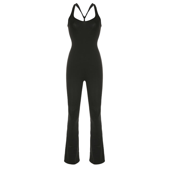 Damen Eleganter Flared Jumpsuit aus luxuriösem Material Drune