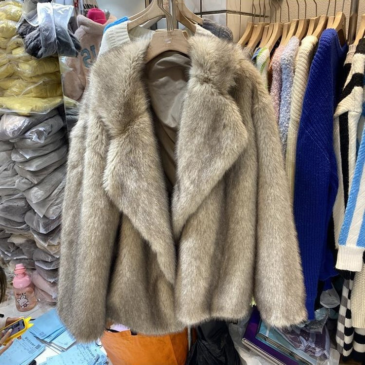 Damen Modischer Oversize Kunstpelz-Cape Drune