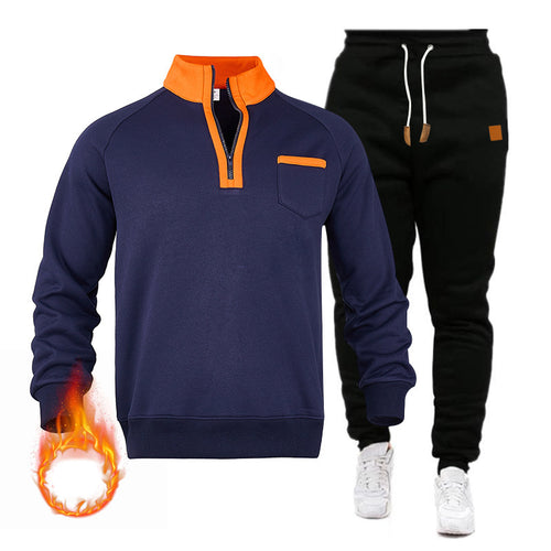 Herren Sweatshirt und Jogginghose Set mit modernem Stehkragen und praktischer Brusttasche Drune