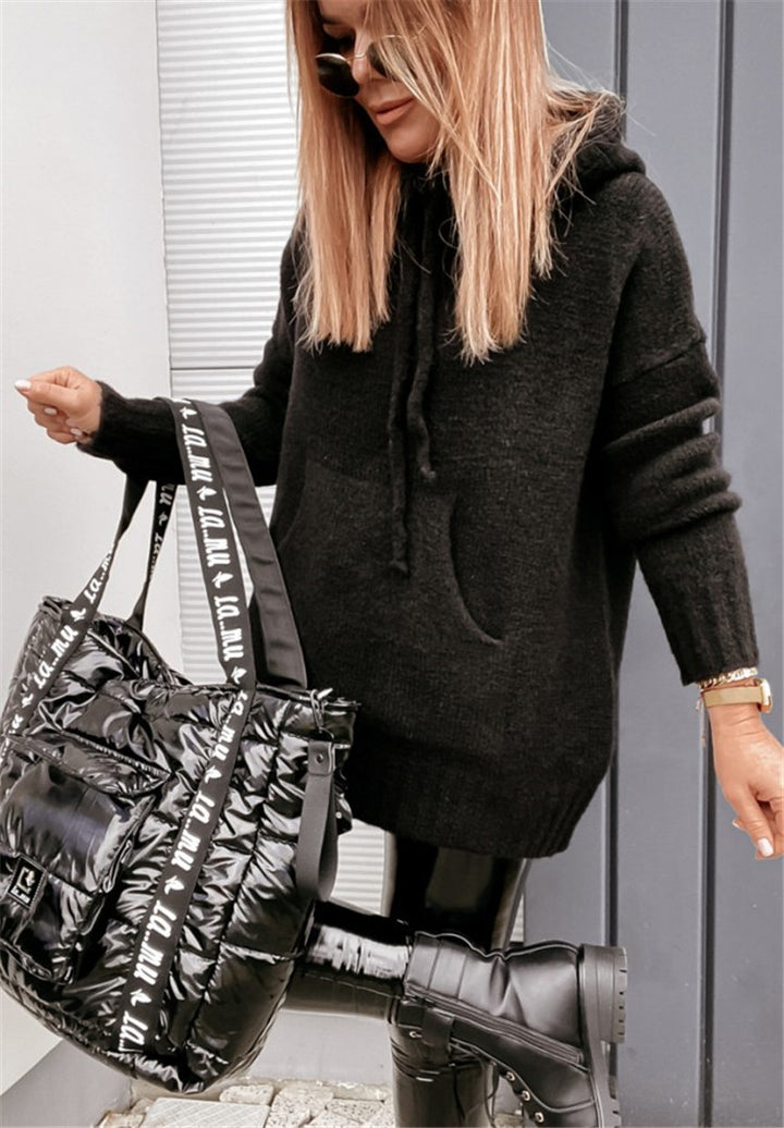 Damen Sweatshirt mit Kapuze und Kängurutasche Drune