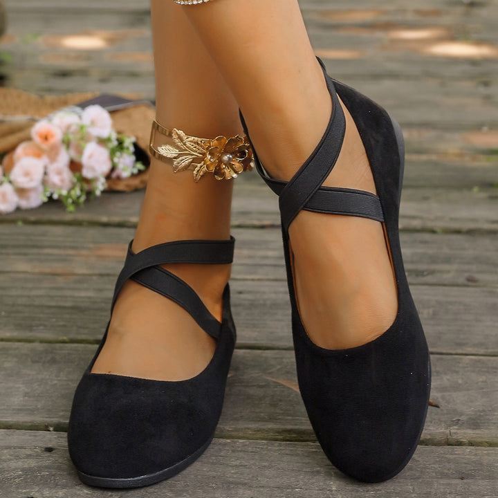 Damen Bequeme und elegante Ballerinas mit kreuzenden Riemen Drune