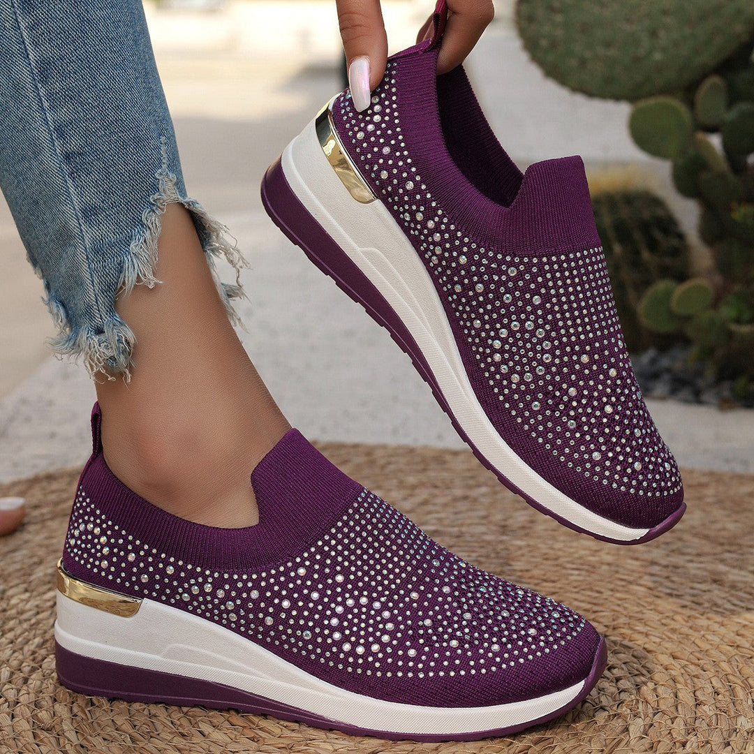 Damen Glitzernde Slip-On Sneakers mit bequemer und dämpfender Sohle Drune