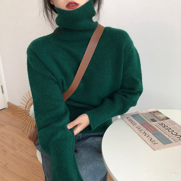 Damen modischer Rollkragenpullover aus weichem Strick Drune
