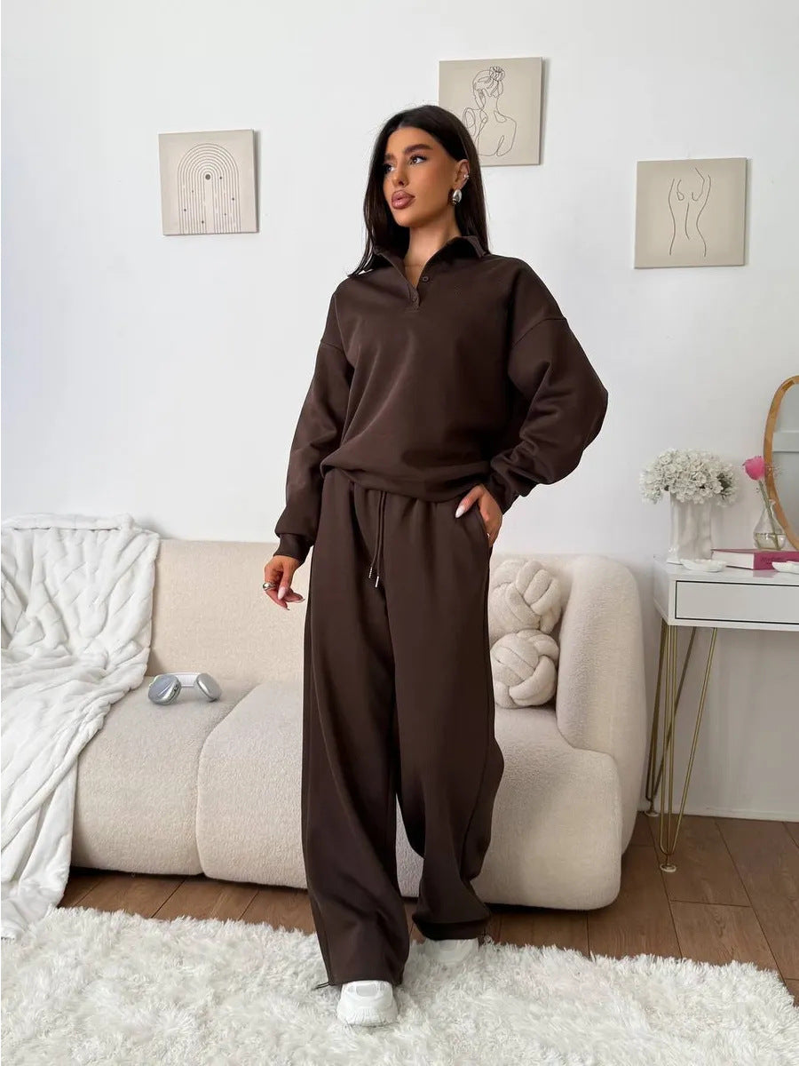 Damen Sportliches Loungewear-Set mit hohem Kragen und weitem Schnitt Drune