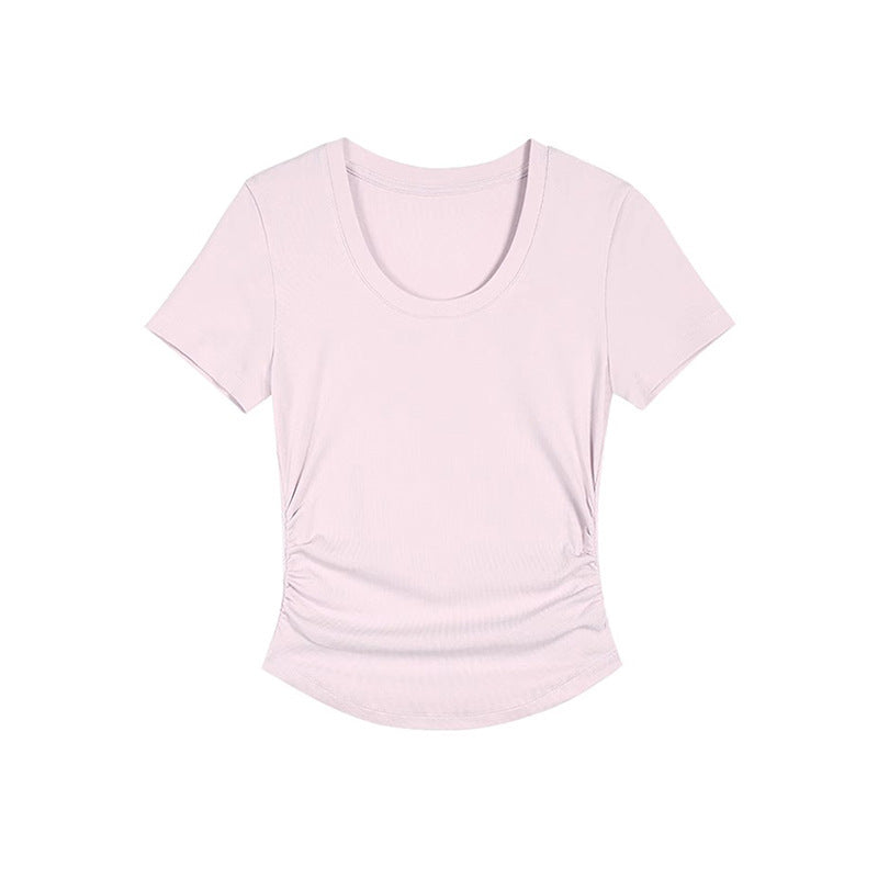 Damen Elegantes kurzärmliges Basic-Oberteil mit figurbetonendem Schnitt Drune