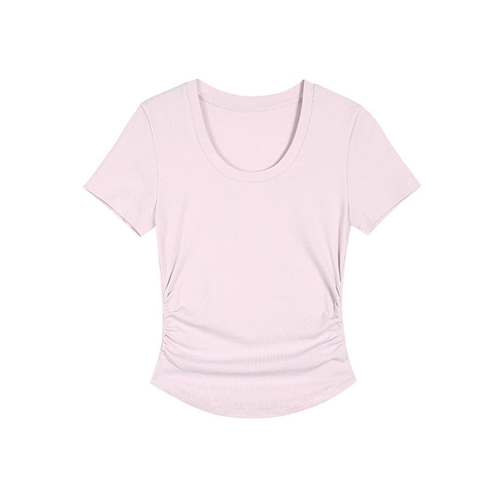 Damen Elegantes kurzärmliges Basic-Oberteil mit figurbetonendem Schnitt Drune
