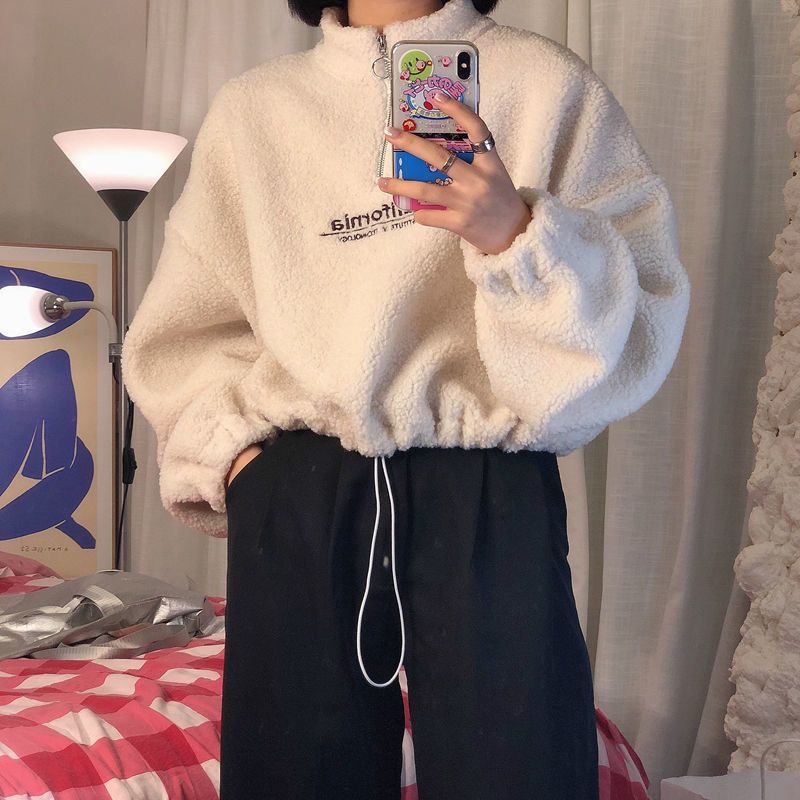 Damen Fleece-Pullover mit Stehkragen und Reißverschluss Drune