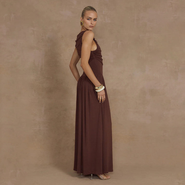 Damen Elegantes Maxikleid mit raffiniertem Rüschendesign Drune