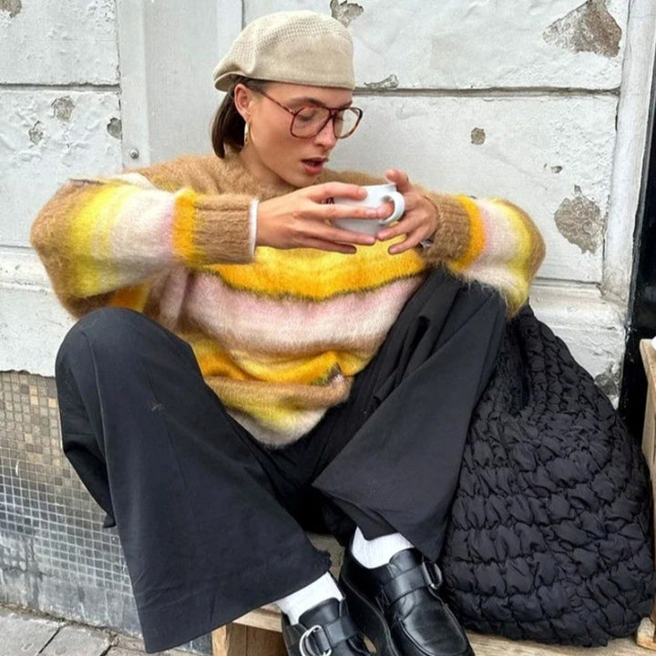 Damen Grobstrick Pullover mit lässiger Passform und oversized Schnitt Drune