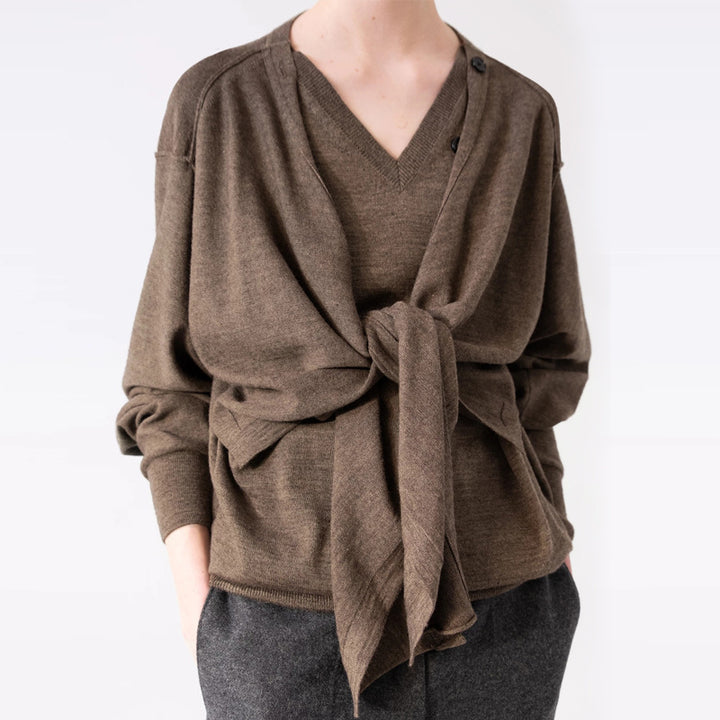 Damen lässiger Strickcardigan mit asymmetrischem Schnitt und Knopfdetails Drune