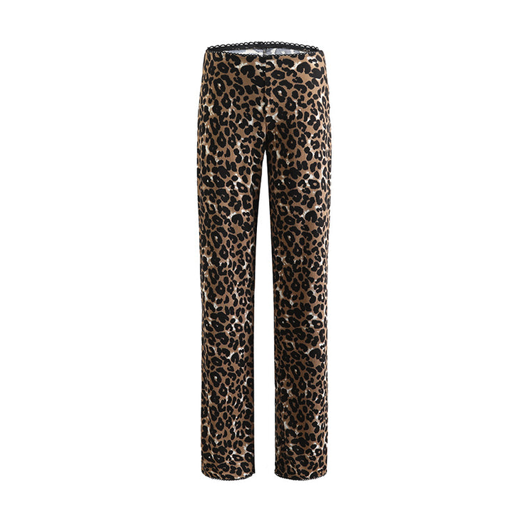 Damen Stylische Leoprint-Hosen im lässigen Schnitt Drune