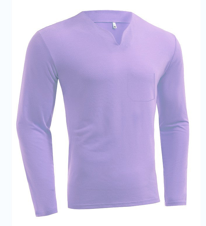 Herren nan Langarmshirt mit V-Ausschnitt Slim Fit Baumwollmix und elastischem Komfortbund Drune