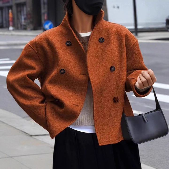Damen gefütterte Boucle-Jacke mit doppelter Knopfleiste Drune