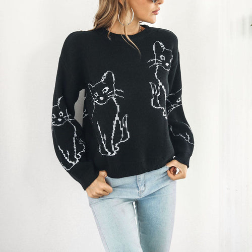 Drune | Strick mit Katzenmuster