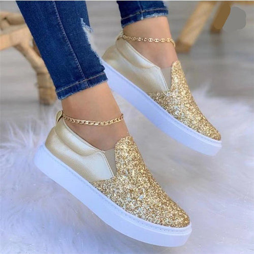 Damen Slip-On Sneakers mit glitzerndem Obermaterial und bequemem Einstieg Drune
