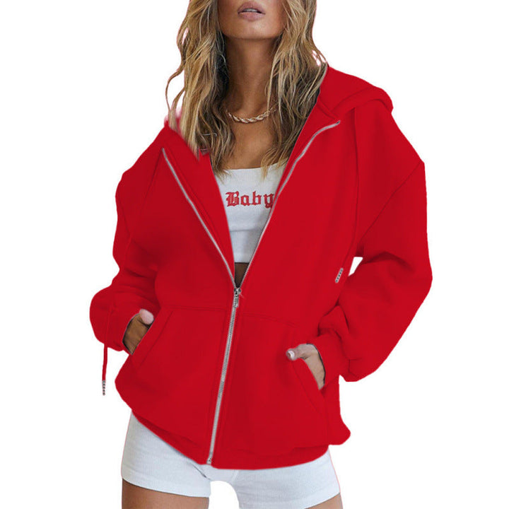 Damen Oversize Hoodiejacke mit hohen Kragen Drune