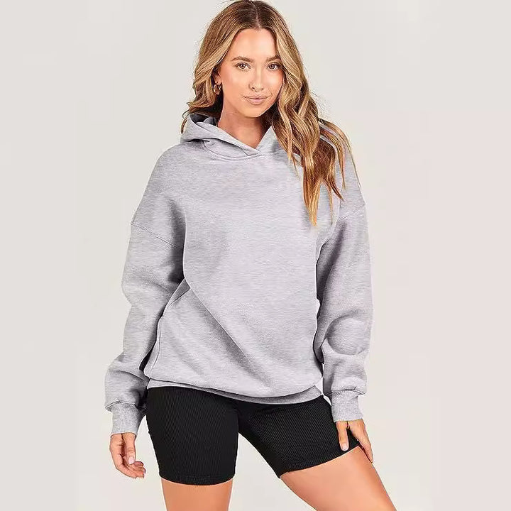 Damen lässiger Kapuzenpullover mit extragroßem Schnitt und weichem Fleece-Material Drune