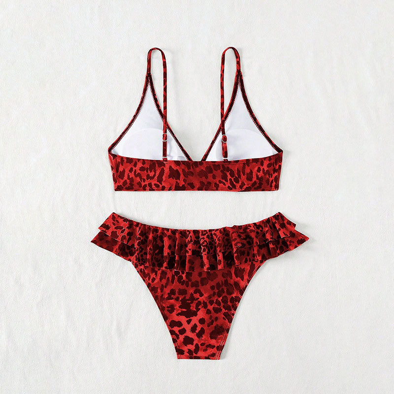 Damen Bikini-Set mit verstellbaren Trägern und Rüschendetails Drune
