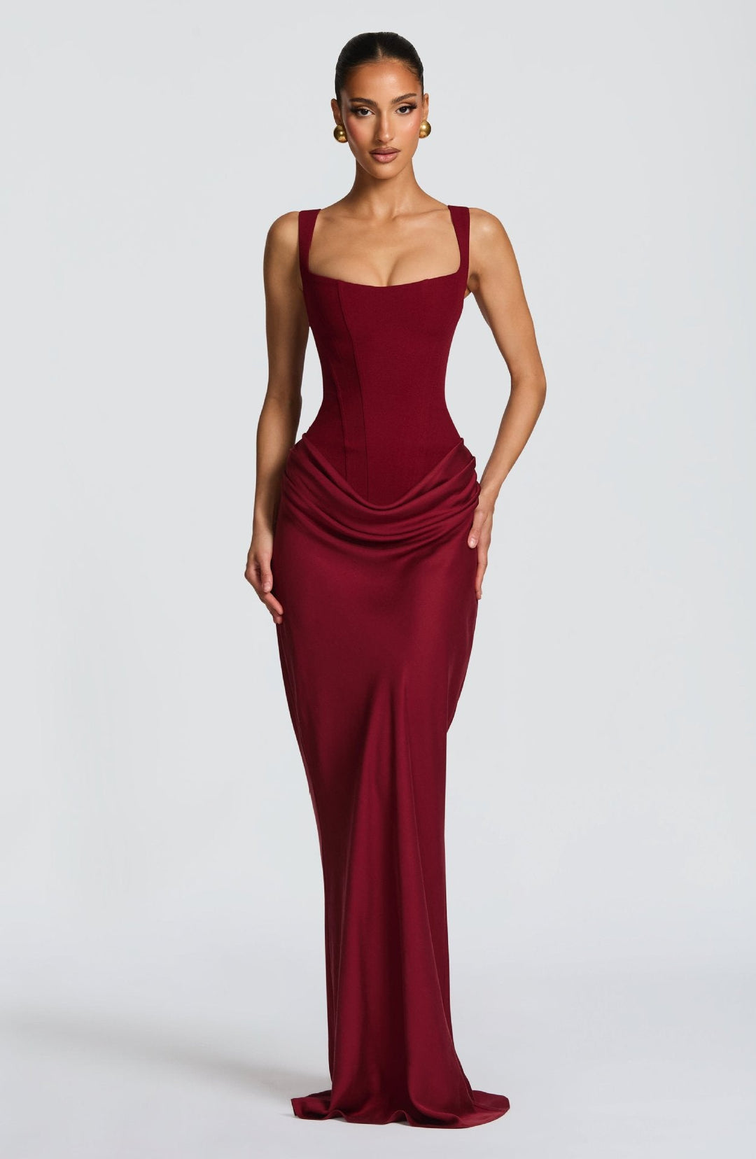 Damen Elegantes Maxikleid mit raffiniertem Drapierungseffekt Drune
