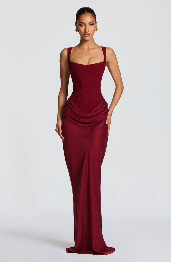 Damen Elegantes Maxikleid mit raffiniertem Drapierungseffekt Drune