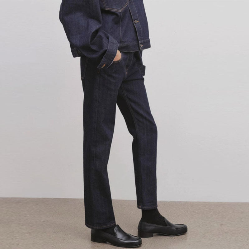 Damen gerade geschnittene Jeans mit hohem Bund Drune