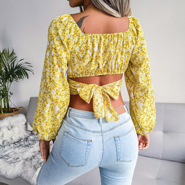 Damen Bordüre-blumenmuster Bluse Drune