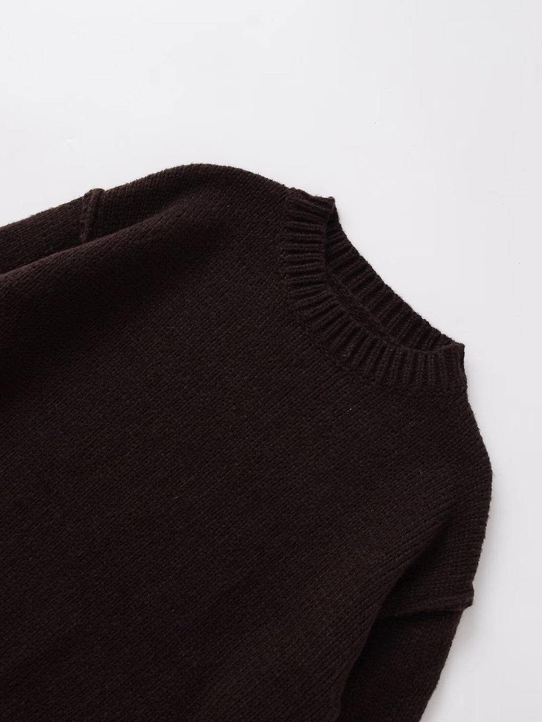 Damen lässiger Strickpullover mit Rundhalsausschnitt und überschnittenen Schultern Drune