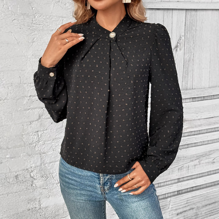 Damen elegante Bluse mit Rüschendetails und edlem Knopfdesign Drune