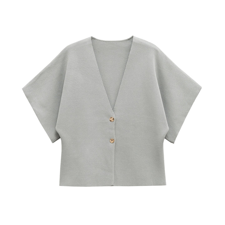 Damen leichte Strickjacke mit elegantem V-Ausschnitt und luxuriösen Knopfdetails Drune