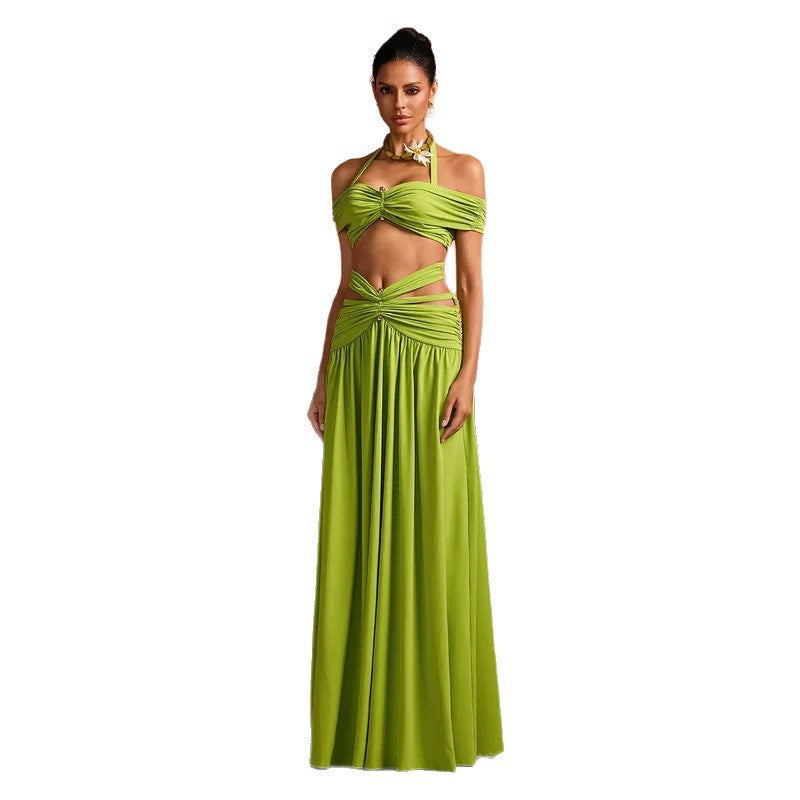 Damen Maxi-Kleid mit raffiniertem Cut-Out und dekorativem Drapierung Drune