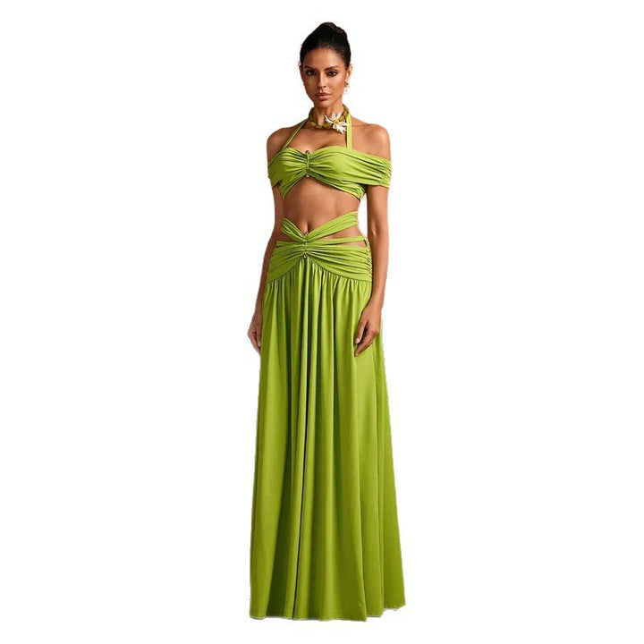 Damen Maxi-Kleid mit raffiniertem Cut-Out und dekorativem Drapierung Drune