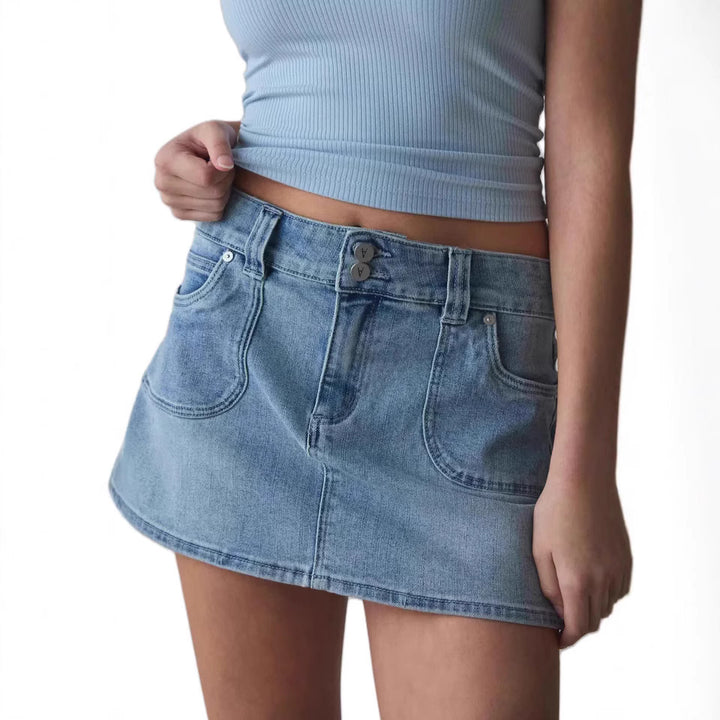 Damen Denim Minirock mit hochwertigen Taschen und modernem Schnitt Drune