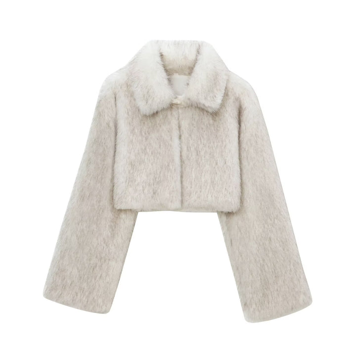 Damen Kunstpelzjacke mit elegantem Schnitt und breiten Ärmeln Drune