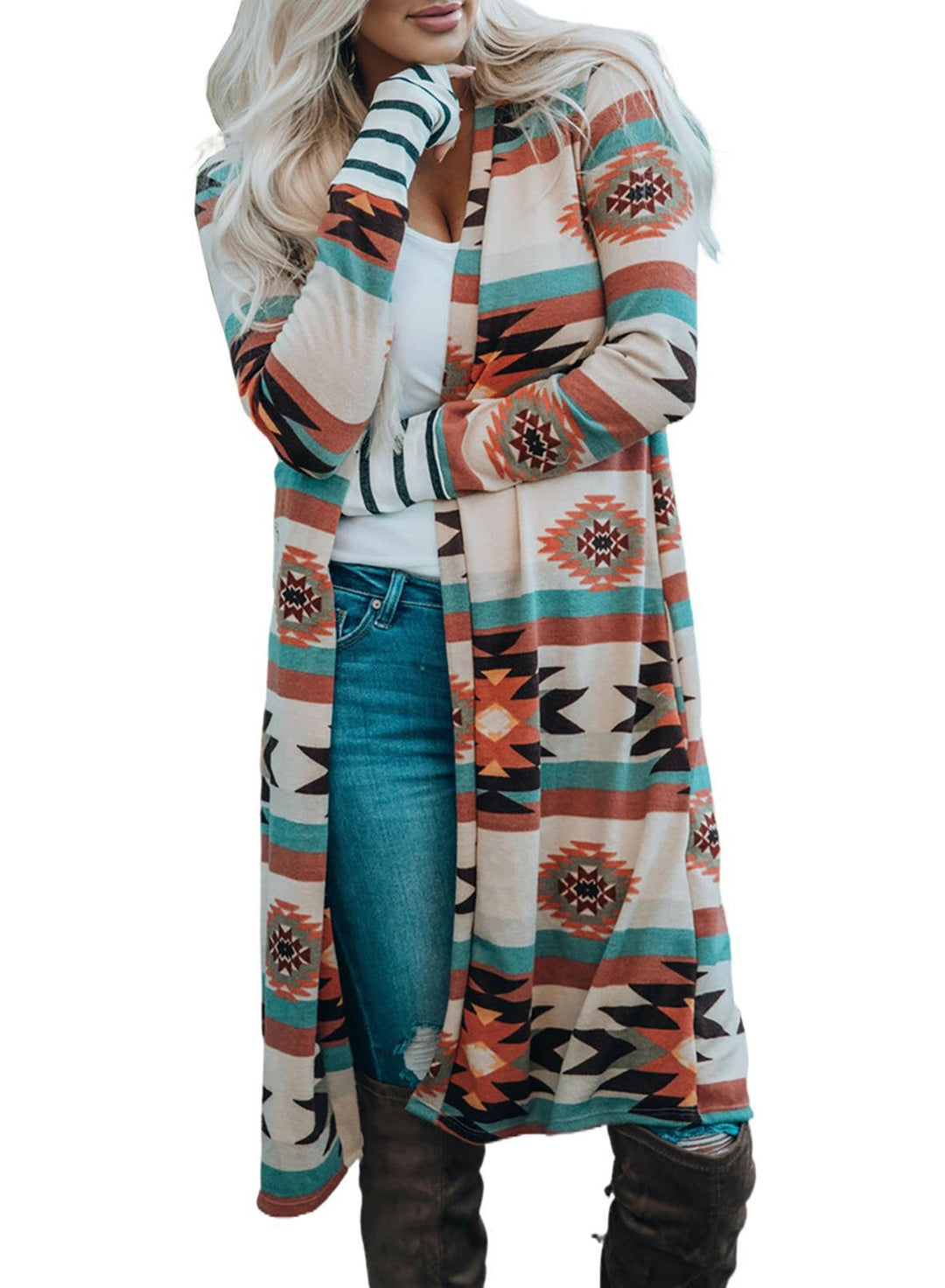 Damen Langarm-Kimono-Cardigan mit einzigartigem Muster Drune